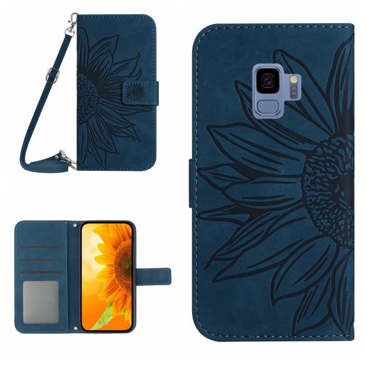 For Samsung Galaxy S9 Skin Feel Sun Flower Pattern Flip Leather Phone Case with Lanyard