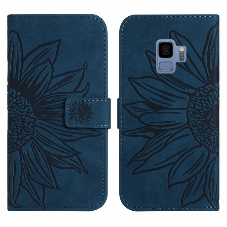 For Samsung Galaxy S9 Skin Feel Sun Flower Pattern Flip Leather Phone Case with Lanyard