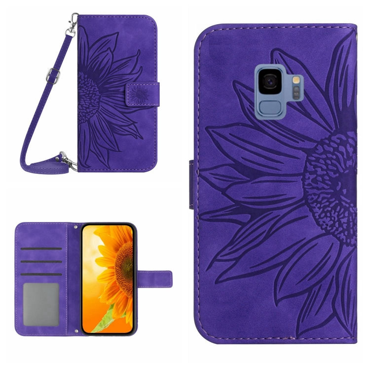 For Samsung Galaxy S9 Skin Feel Sun Flower Pattern Flip Leather Phone Case with Lanyard