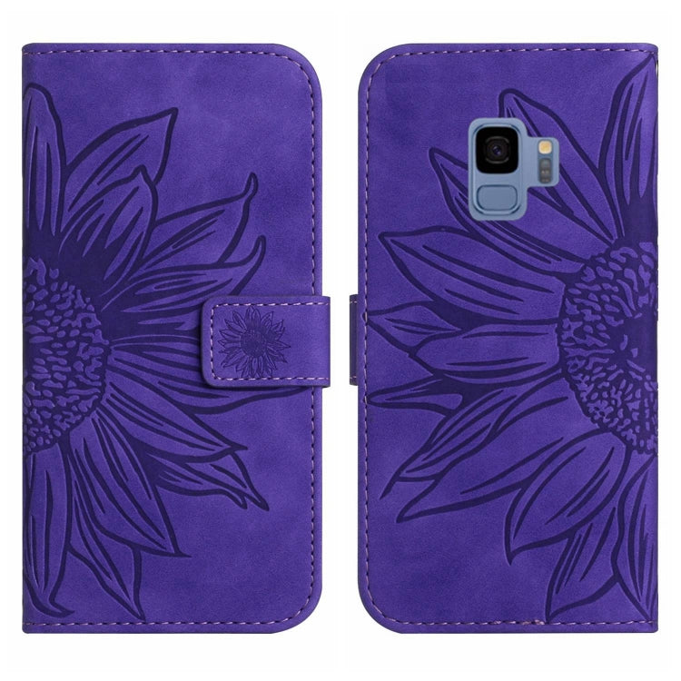 For Samsung Galaxy S9 Skin Feel Sun Flower Pattern Flip Leather Phone Case with Lanyard
