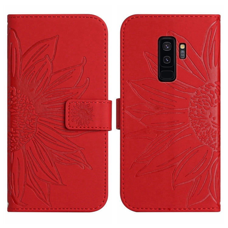 For Samsung Galaxy S9+ Skin Feel Sun Flower Pattern Flip Leather Phone Case with Lanyard