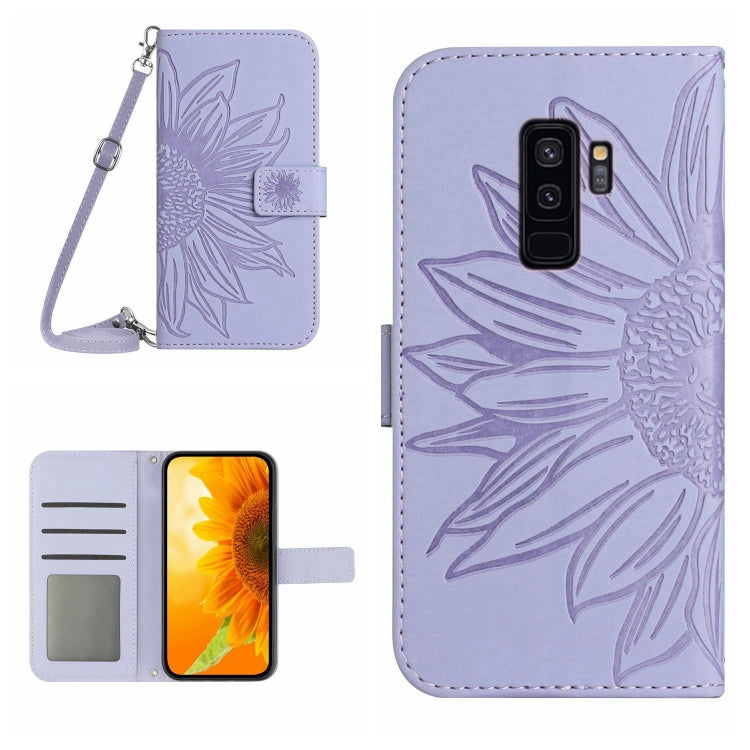 For Samsung Galaxy S9+ Skin Feel Sun Flower Pattern Flip Leather Phone Case with Lanyard