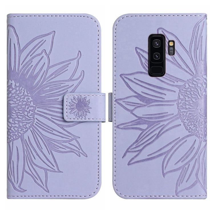 For Samsung Galaxy S9+ Skin Feel Sun Flower Pattern Flip Leather Phone Case with Lanyard