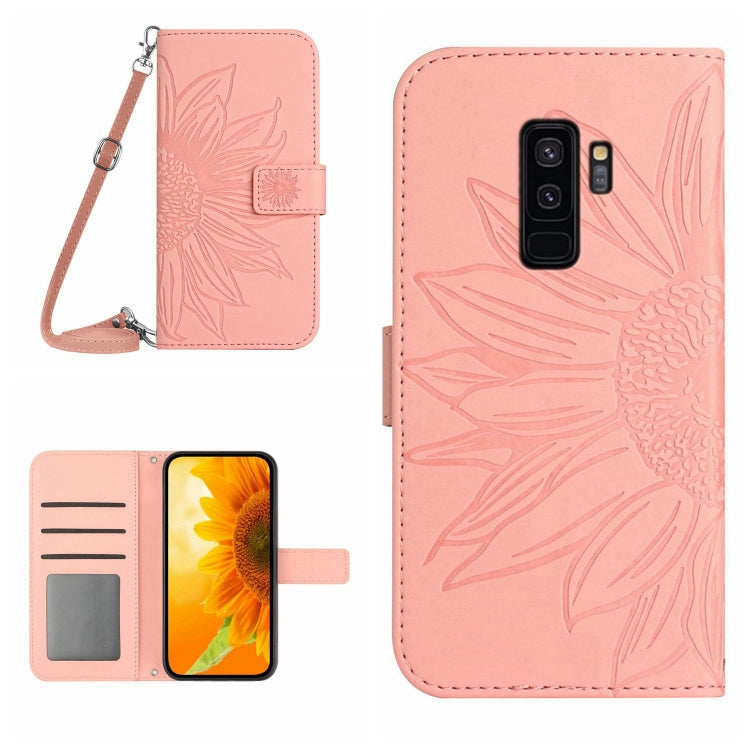 For Samsung Galaxy S9+ Skin Feel Sun Flower Pattern Flip Leather Phone Case with Lanyard