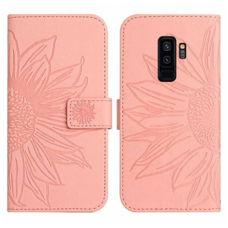 For Samsung Galaxy S9+ Skin Feel Sun Flower Pattern Flip Leather Phone Case with Lanyard