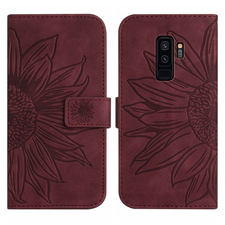 For Samsung Galaxy S9+ Skin Feel Sun Flower Pattern Flip Leather Phone Case with Lanyard