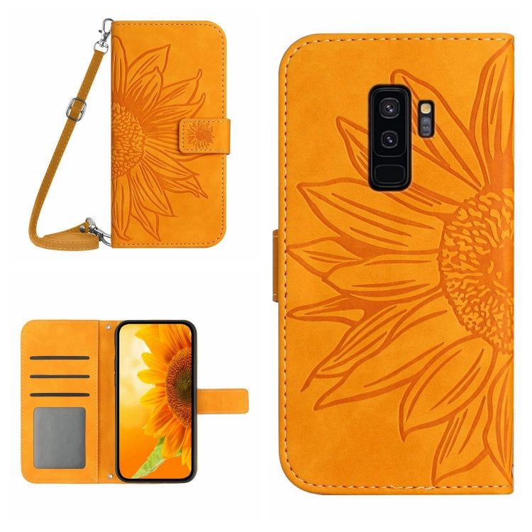For Samsung Galaxy S9+ Skin Feel Sun Flower Pattern Flip Leather Phone Case with Lanyard