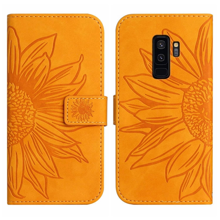 For Samsung Galaxy S9+ Skin Feel Sun Flower Pattern Flip Leather Phone Case with Lanyard