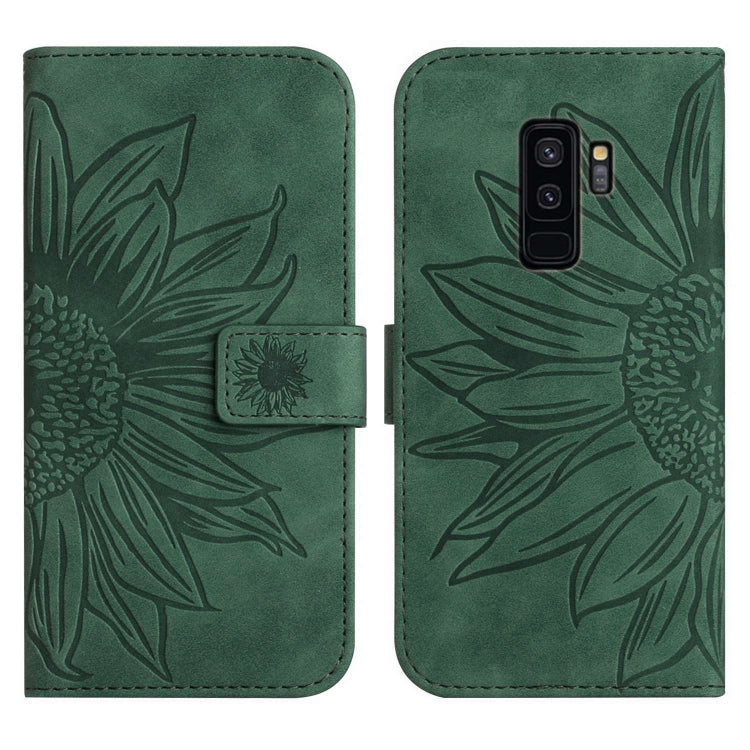 For Samsung Galaxy S9+ Skin Feel Sun Flower Pattern Flip Leather Phone Case with Lanyard