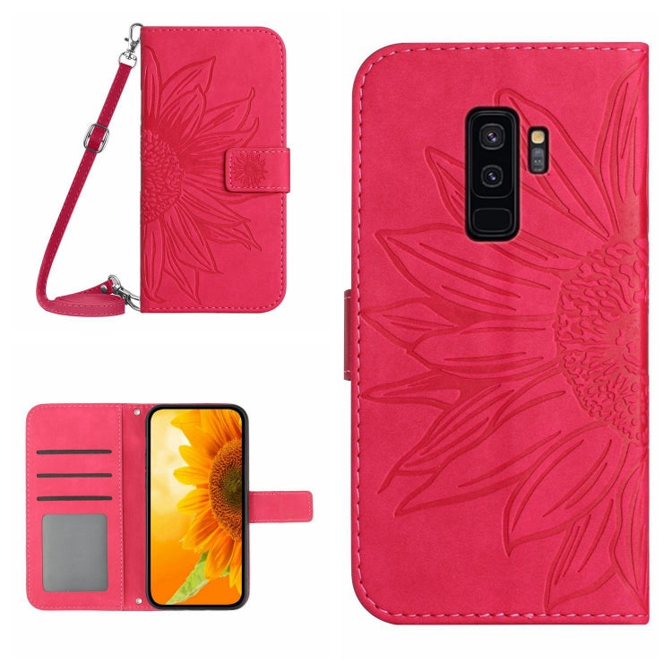 For Samsung Galaxy S9+ Skin Feel Sun Flower Pattern Flip Leather Phone Case with Lanyard