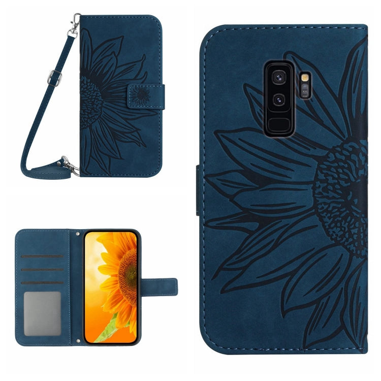 For Samsung Galaxy S9+ Skin Feel Sun Flower Pattern Flip Leather Phone Case with Lanyard