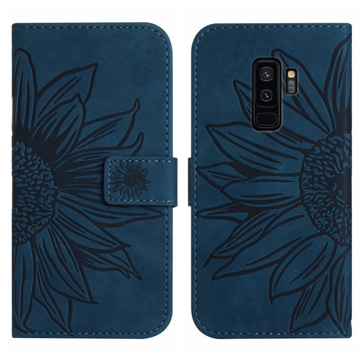 For Samsung Galaxy S9+ Skin Feel Sun Flower Pattern Flip Leather Phone Case with Lanyard