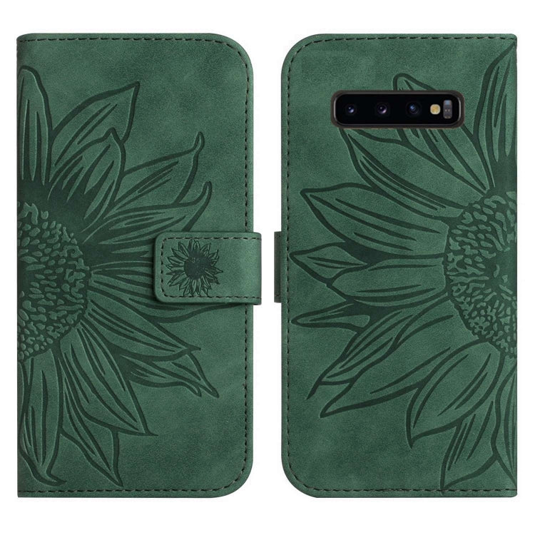 For Samsung Galaxy S10 Skin Feel Sun Flower Pattern Flip Leather Phone Case with Lanyard