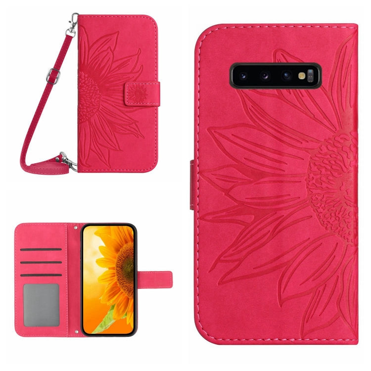 For Samsung Galaxy S10 Skin Feel Sun Flower Pattern Flip Leather Phone Case with Lanyard