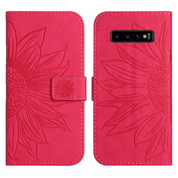 For Samsung Galaxy S10 Skin Feel Sun Flower Pattern Flip Leather Phone Case with Lanyard