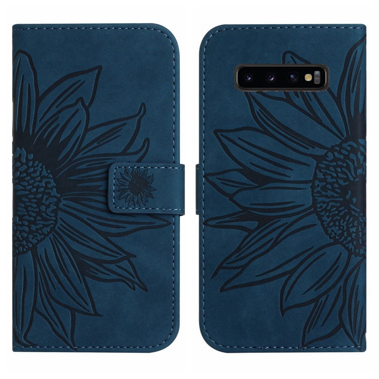For Samsung Galaxy S10 Skin Feel Sun Flower Pattern Flip Leather Phone Case with Lanyard