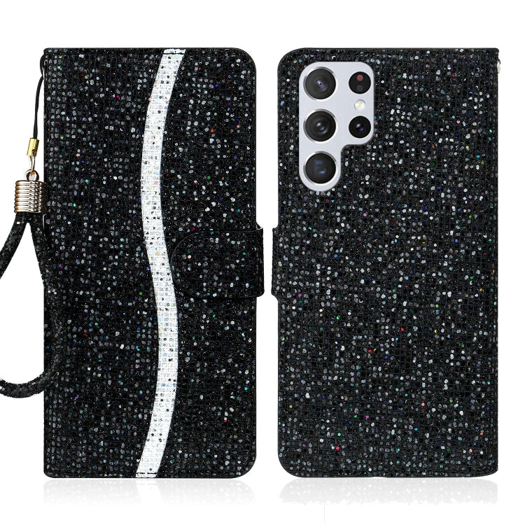 For Samsung Galaxy S23 Ultra 5G Glitter Powder Filp Leather Phone Case