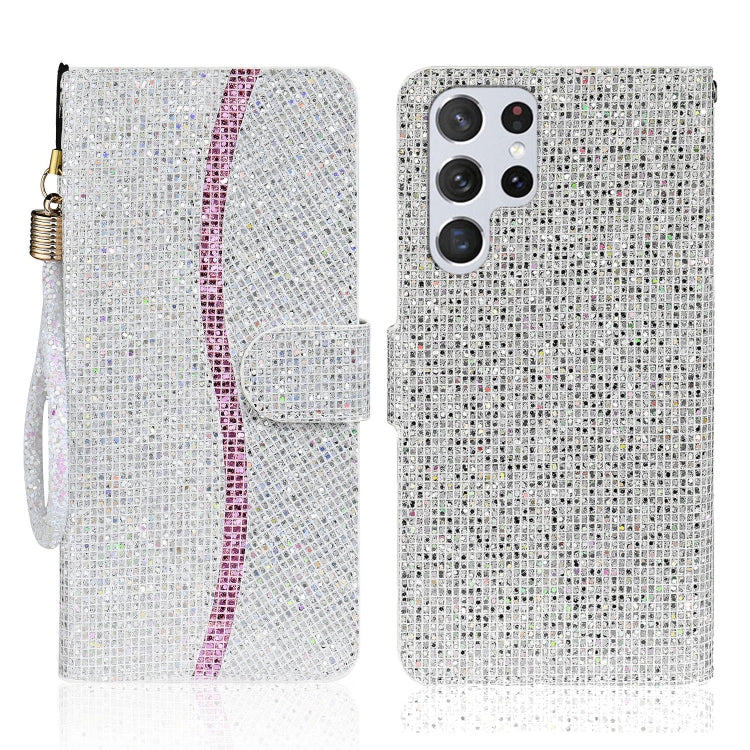 For Samsung Galaxy S23 Ultra 5G Glitter Powder Filp Leather Phone Case