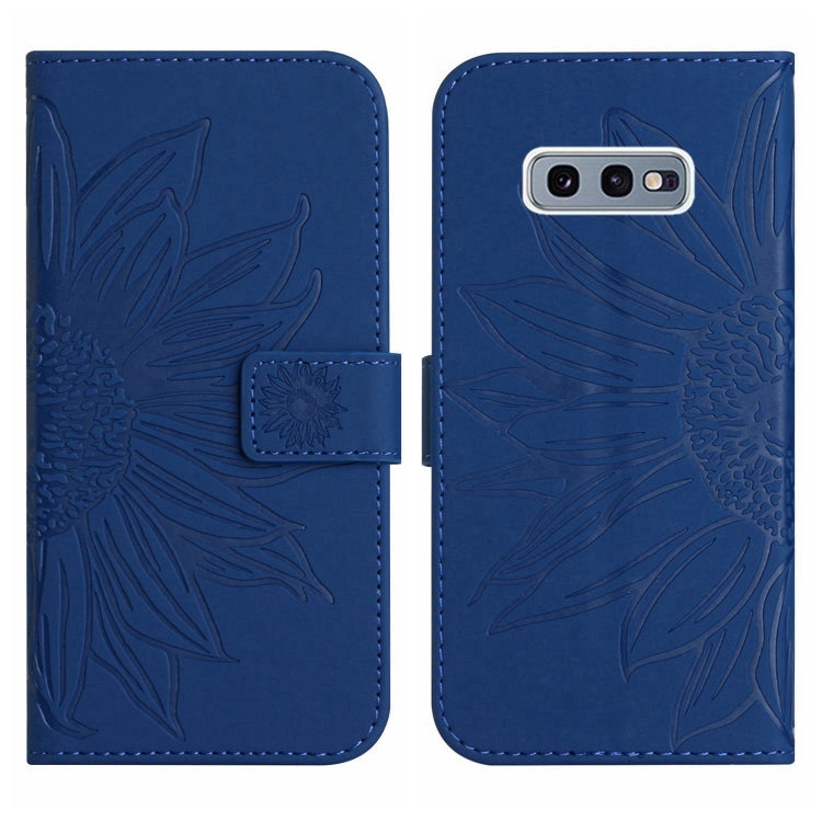 For Samsung Galaxy S10E Skin Feel Sun Flower Pattern Flip Leather Phone Case with Lanyard
