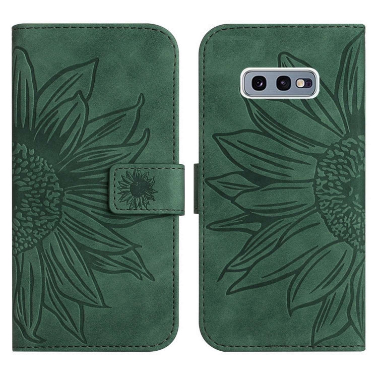 For Samsung Galaxy S10E Skin Feel Sun Flower Pattern Flip Leather Phone Case with Lanyard