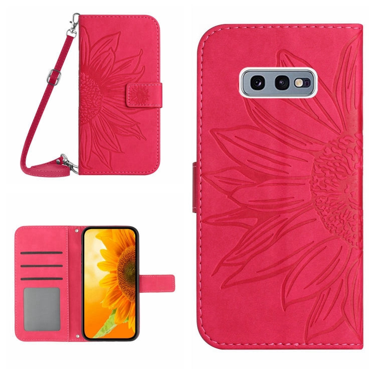For Samsung Galaxy S10E Skin Feel Sun Flower Pattern Flip Leather Phone Case with Lanyard