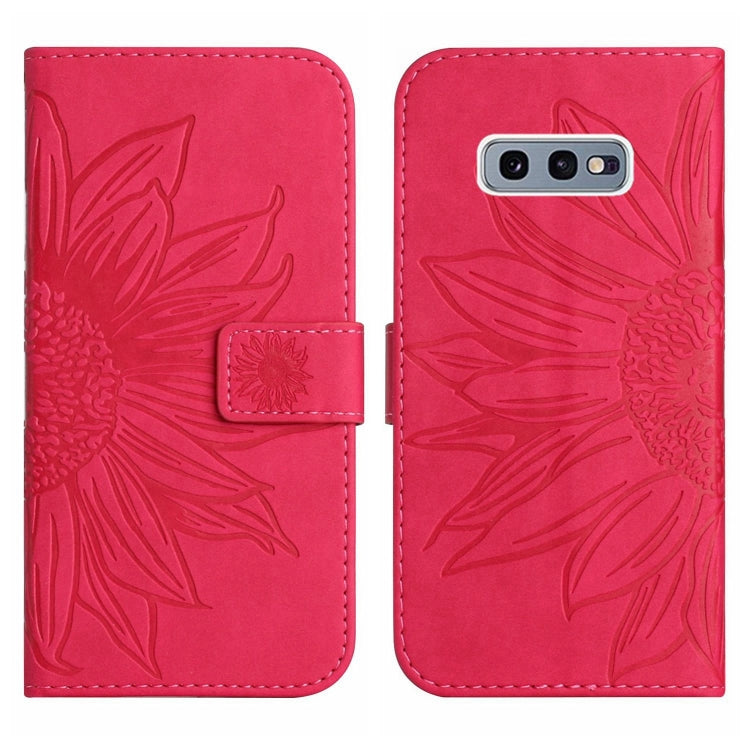 For Samsung Galaxy S10E Skin Feel Sun Flower Pattern Flip Leather Phone Case with Lanyard