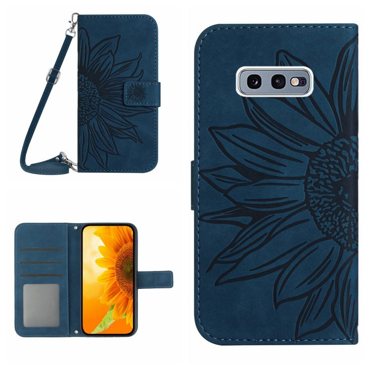 For Samsung Galaxy S10E Skin Feel Sun Flower Pattern Flip Leather Phone Case with Lanyard