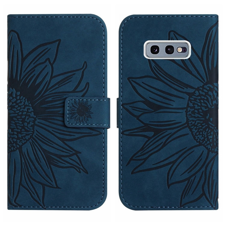 For Samsung Galaxy S10E Skin Feel Sun Flower Pattern Flip Leather Phone Case with Lanyard