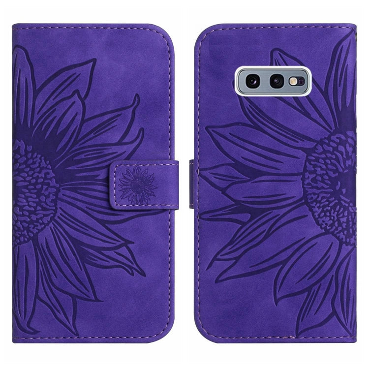 For Samsung Galaxy S10E Skin Feel Sun Flower Pattern Flip Leather Phone Case with Lanyard