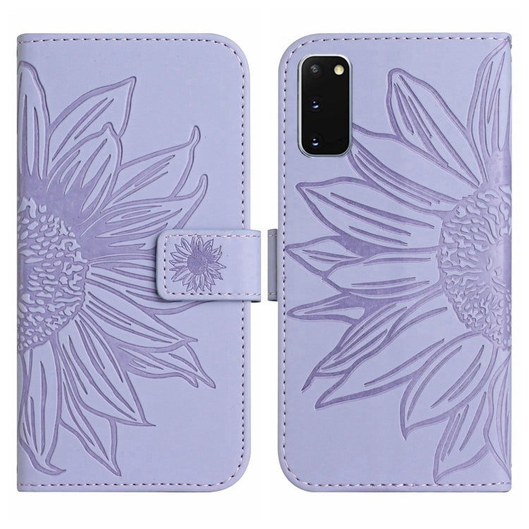 For Samsung Galaxy S20 Skin Feel Sun Flower Pattern Flip Leather Phone Case with Lanyard