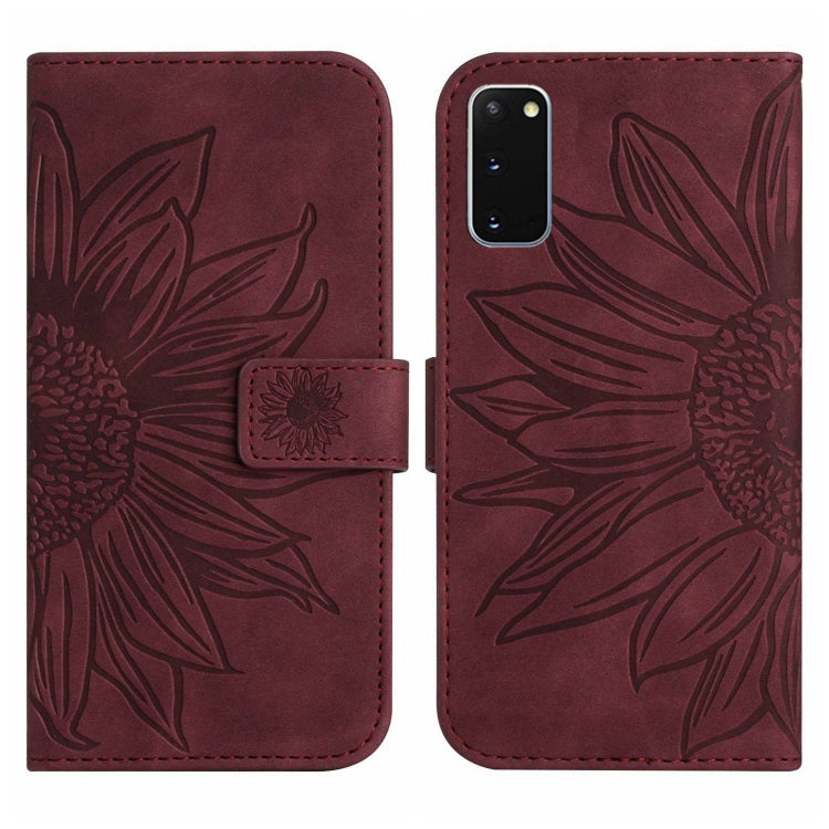 For Samsung Galaxy S20 Skin Feel Sun Flower Pattern Flip Leather Phone Case with Lanyard