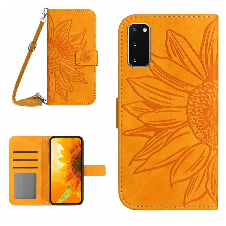 For Samsung Galaxy S20 Skin Feel Sun Flower Pattern Flip Leather Phone Case with Lanyard
