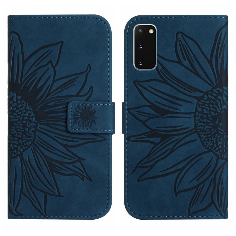 For Samsung Galaxy S20 Skin Feel Sun Flower Pattern Flip Leather Phone Case with Lanyard