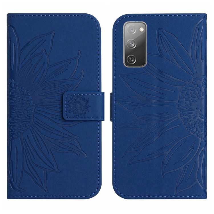 For Samsung Galaxy S20 FE Skin Feel Sun Flower Pattern Flip Leather Phone Case with Lanyard