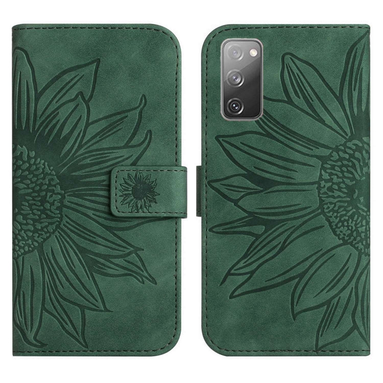 For Samsung Galaxy S20 FE Skin Feel Sun Flower Pattern Flip Leather Phone Case with Lanyard
