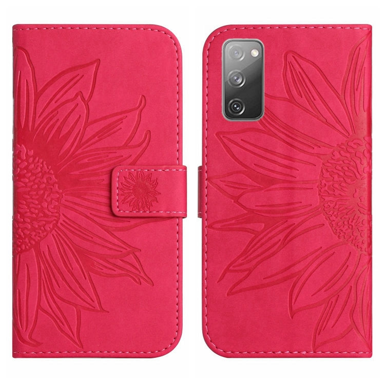 For Samsung Galaxy S20 FE Skin Feel Sun Flower Pattern Flip Leather Phone Case with Lanyard