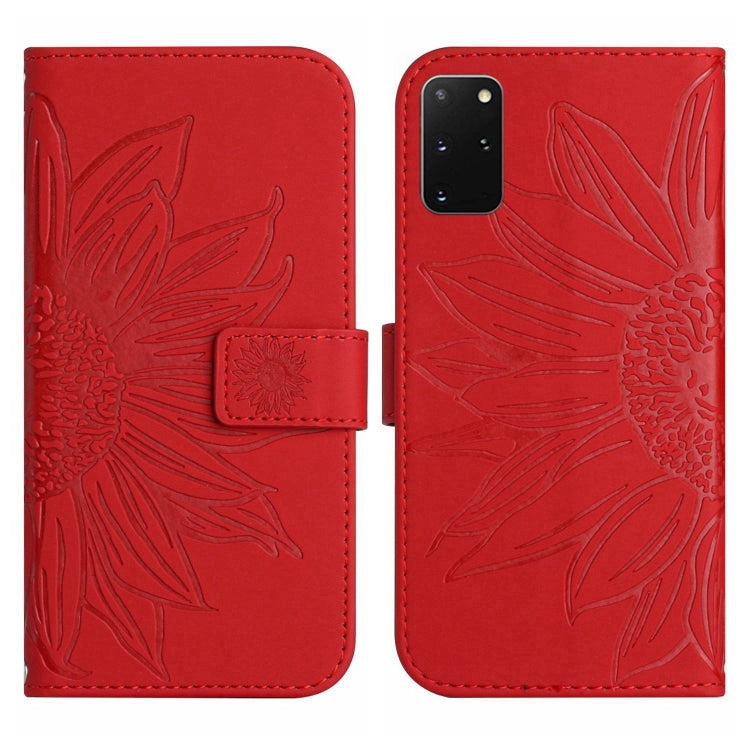 For Samsung Galaxy S20+ Skin Feel Sun Flower Pattern Flip Leather Phone Case with Lanyard