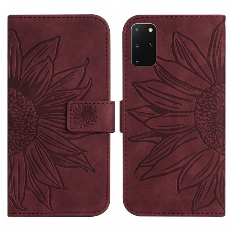 For Samsung Galaxy S20+ Skin Feel Sun Flower Pattern Flip Leather Phone Case with Lanyard