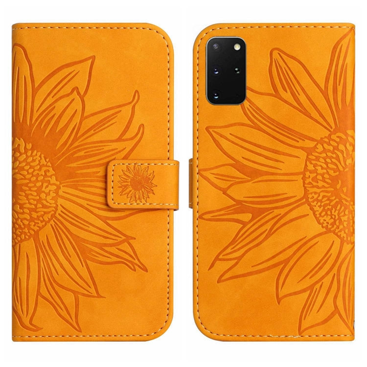 For Samsung Galaxy S20+ Skin Feel Sun Flower Pattern Flip Leather Phone Case with Lanyard
