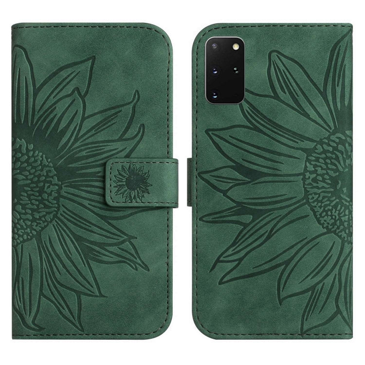 For Samsung Galaxy S20+ Skin Feel Sun Flower Pattern Flip Leather Phone Case with Lanyard