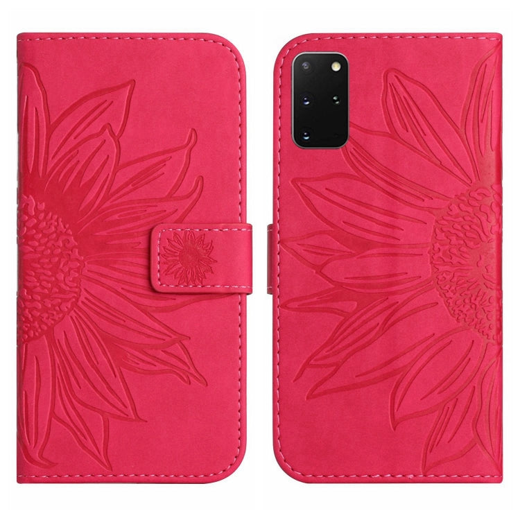 For Samsung Galaxy S20+ Skin Feel Sun Flower Pattern Flip Leather Phone Case with Lanyard