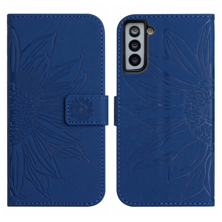 For Samsung Galaxy S21 5G Skin Feel Sun Flower Pattern Flip Leather Phone Case with Lanyard