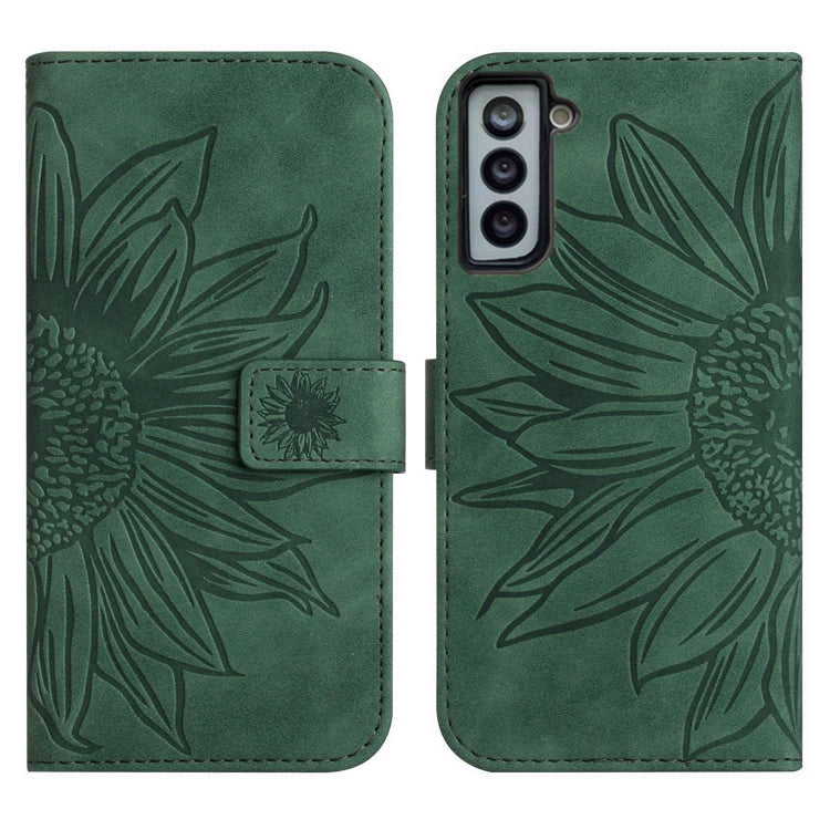 For Samsung Galaxy S21 5G Skin Feel Sun Flower Pattern Flip Leather Phone Case with Lanyard
