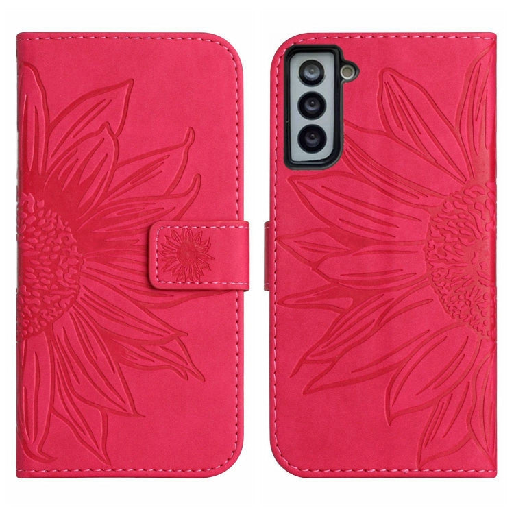 For Samsung Galaxy S21 5G Skin Feel Sun Flower Pattern Flip Leather Phone Case with Lanyard