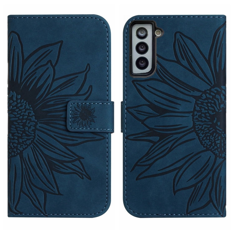 For Samsung Galaxy S21 5G Skin Feel Sun Flower Pattern Flip Leather Phone Case with Lanyard