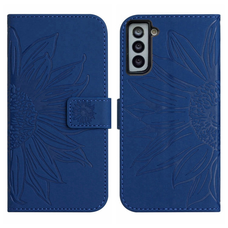 For Samsung Galaxy S21 FE 5G Skin Feel Sun Flower Pattern Flip Leather Phone Case with Lanyard
