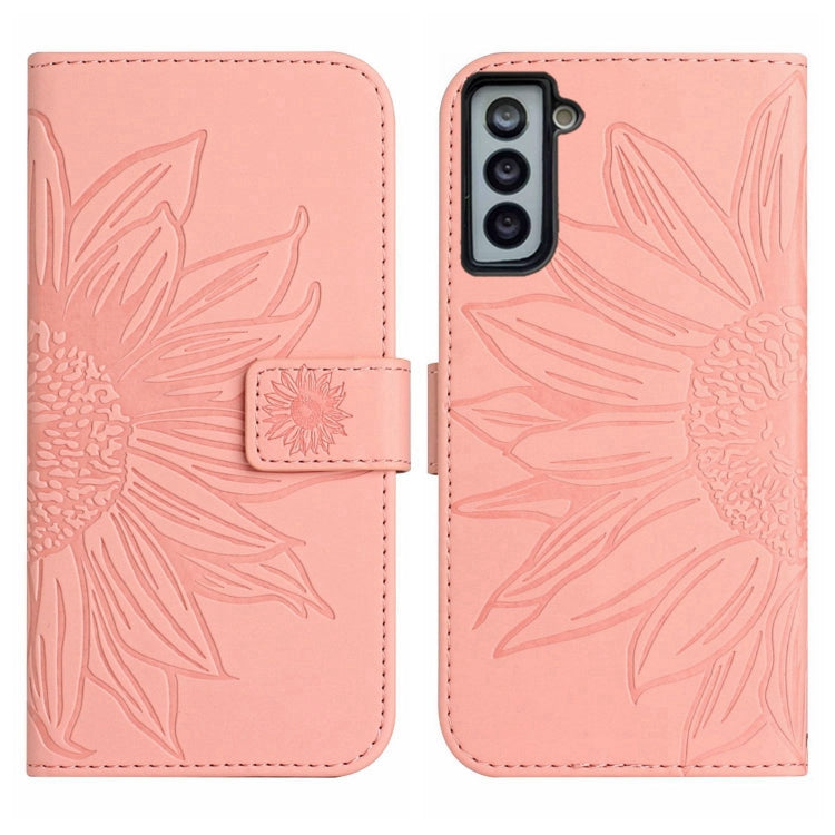 For Samsung Galaxy S22 5G Skin Feel Sun Flower Pattern Flip Leather Phone Case with Lanyard