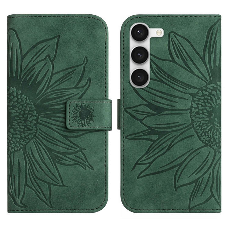 For Samsung Galaxy S23 5G Skin Feel Sun Flower Pattern Flip Leather Phone Case with Lanyard