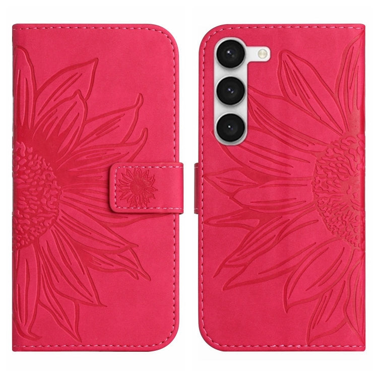 For Samsung Galaxy S23 5G Skin Feel Sun Flower Pattern Flip Leather Phone Case with Lanyard