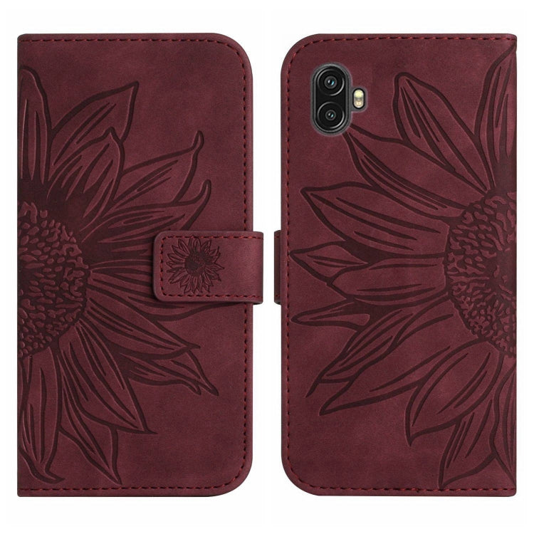 For Samsung Galaxy Xcover6 Pro Skin Feel Sun Flower Pattern Flip Leather Phone Case with Lanyard
